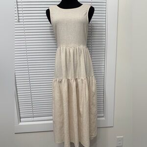 Petal & Pup Cream 100% Linen Midi Dress Size 4